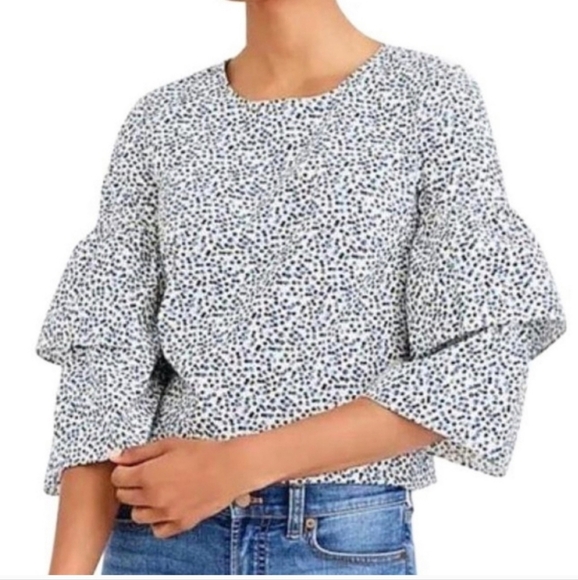 J. Crew Mercantile Women's Floral Tiered Sleeve Blouse Size XXS - Picture 1 of 8